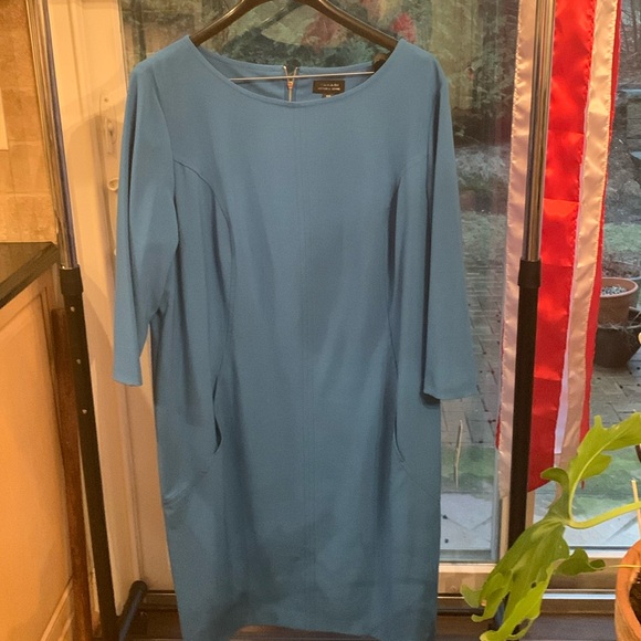 Tahari Arthur Levine Dress 18W Back Zip Pocket Front Lined NWT Nordstrom $ Tag - Picture 1 of 8